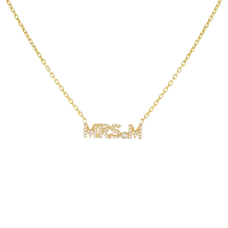 Pavé Mrs. Nameplate Necklace sold by Adina Eden's