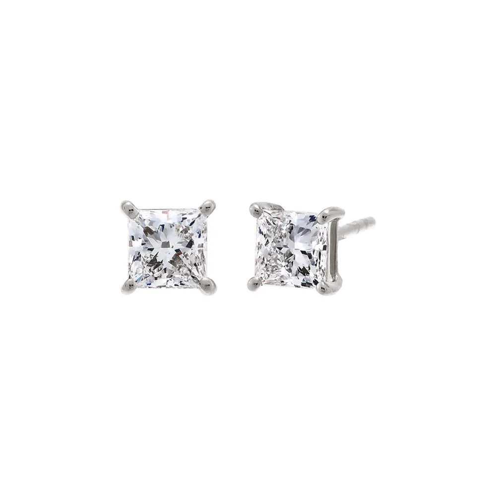 Lab Grown Diamond Princess Cut Four Prong Stud Earring 14K sold by Adina Eden's product image thumbnail 4
