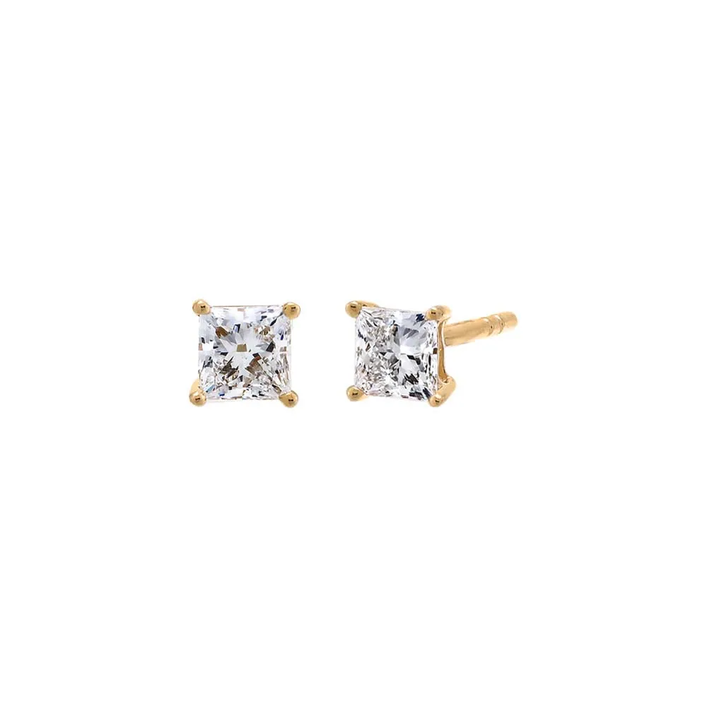 Lab Grown Diamond Princess Cut Four Prong Stud Earring 14K sold by Adina Eden's product image thumbnail 5