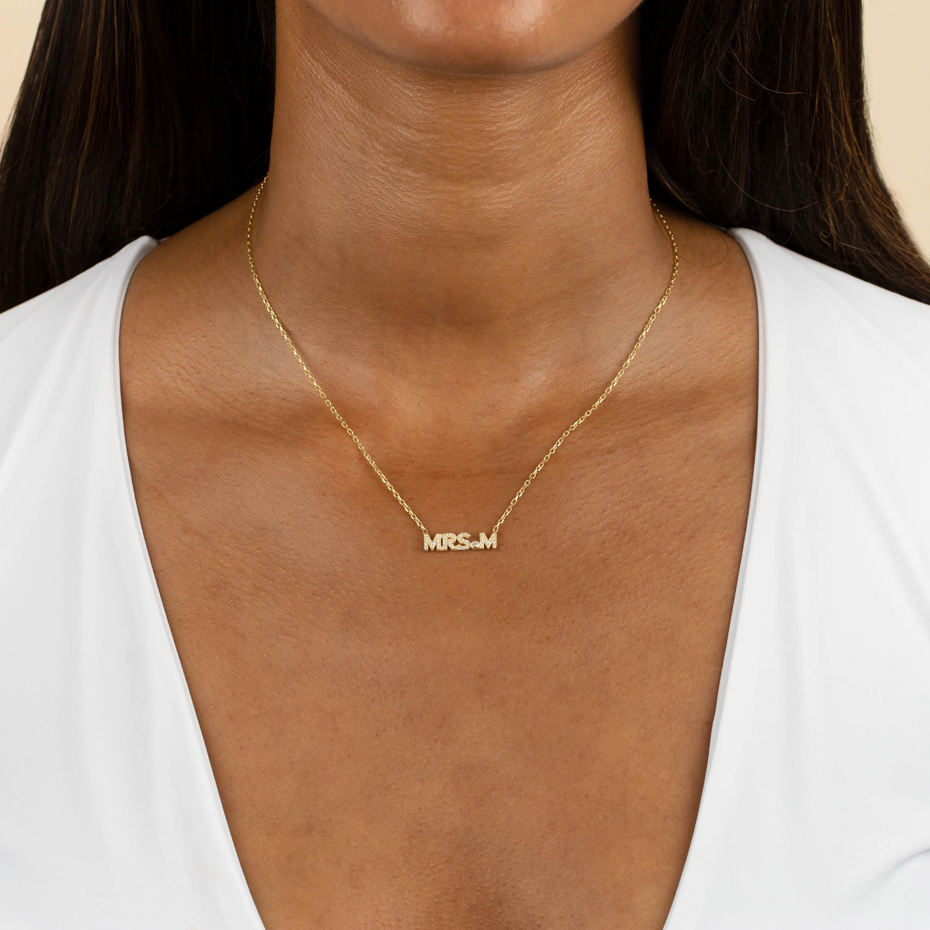 Pavé Mrs. Nameplate Necklace sold by Adina Eden's product image thumbnail 2