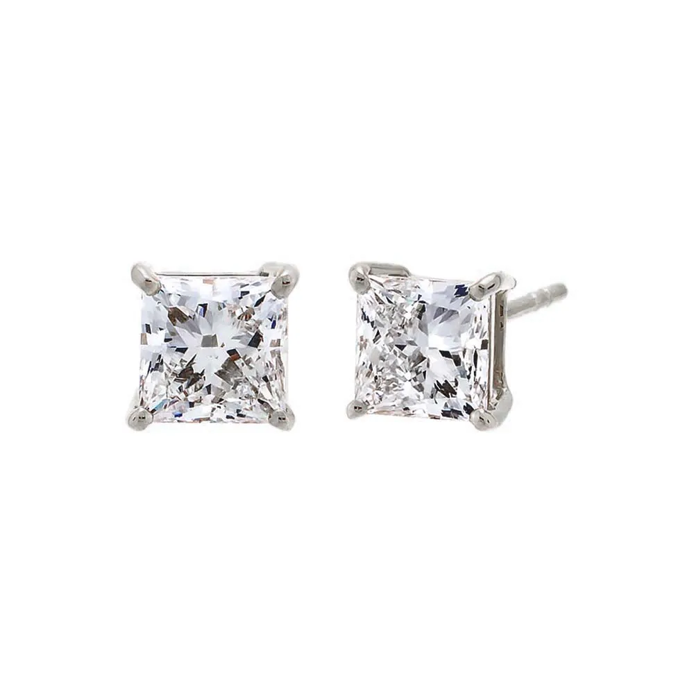 Lab Grown Diamond Princess Cut Four Prong Stud Earring 14K sold by Adina Eden's product image thumbnail 3
