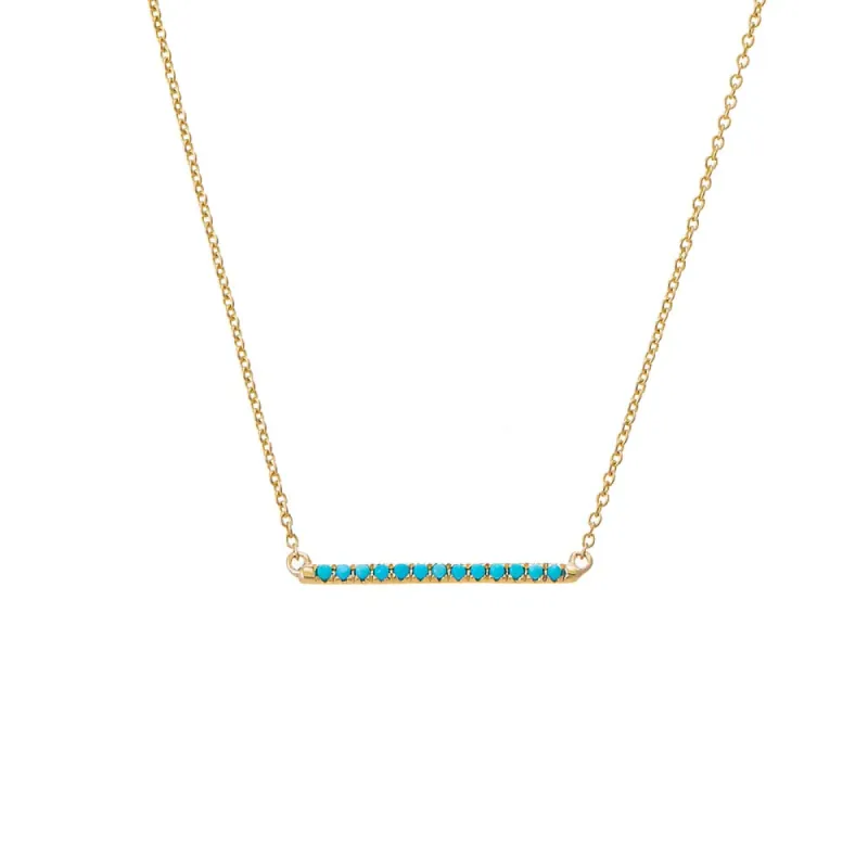 Turquoise Bar Pendant Necklace 14K sold by Adina Eden's