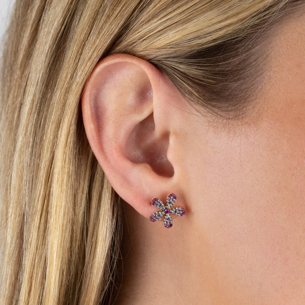 CZ Multi Colored Flower Stud Earring sold by Adina Eden's product image thumbnail 2