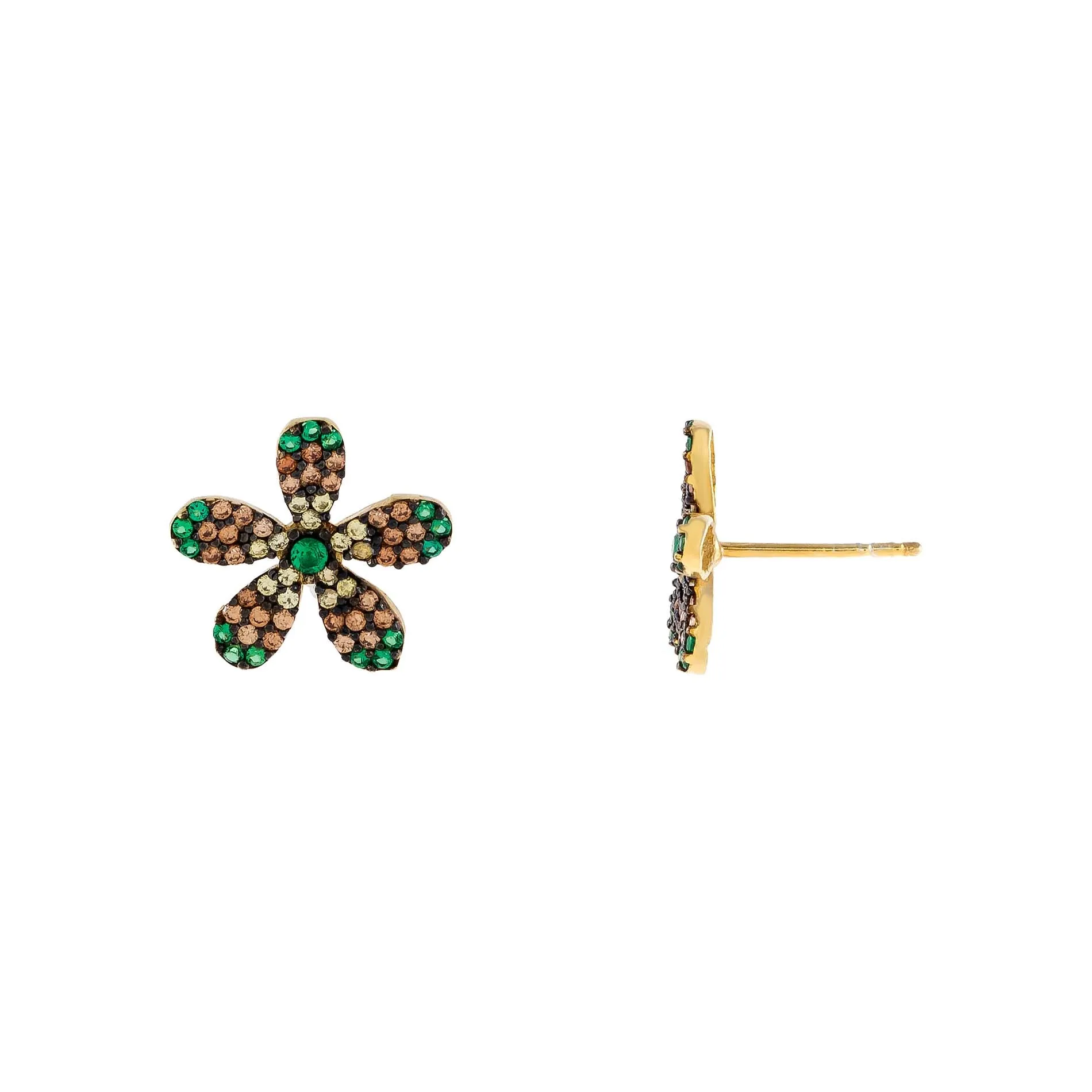 CZ Multi Colored Flower Stud Earring sold by Adina Eden's product image thumbnail 3