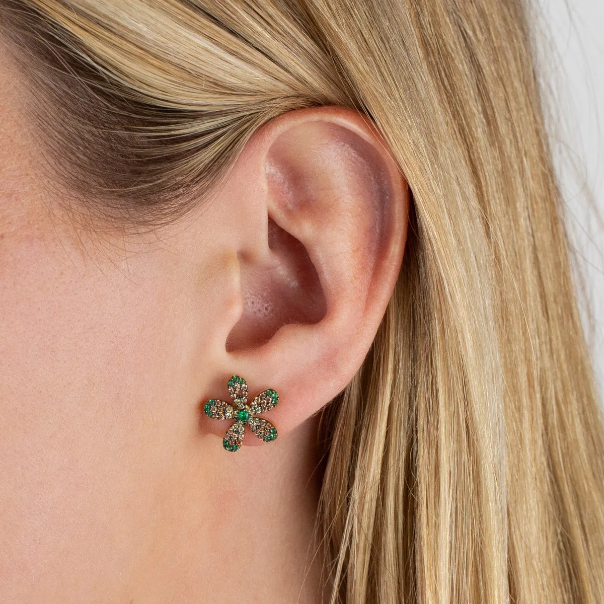 CZ Multi Colored Flower Stud Earring sold by Adina Eden's product image thumbnail 4