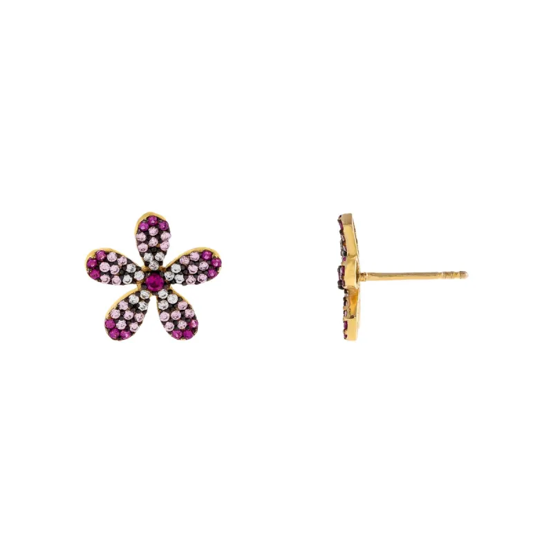 CZ Multi Colored Flower Stud Earring sold by Adina Eden's