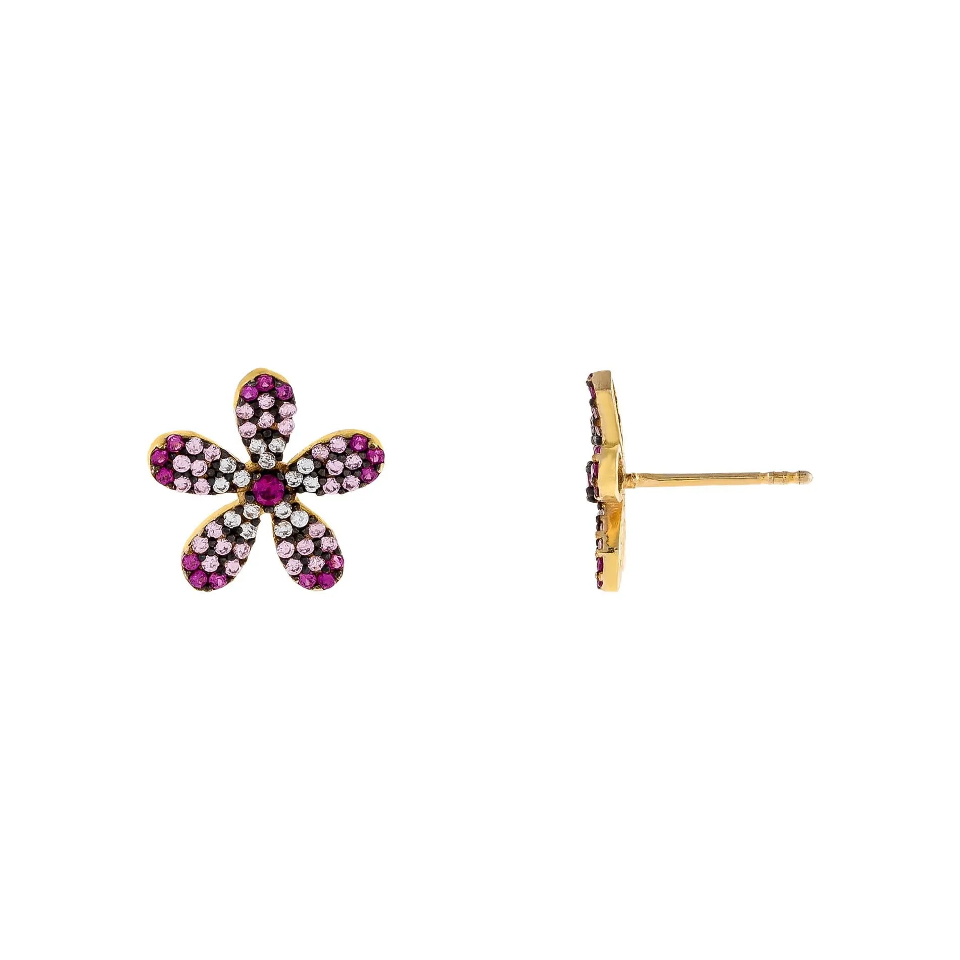 CZ Multi Colored Flower Stud Earring sold by Adina Eden's