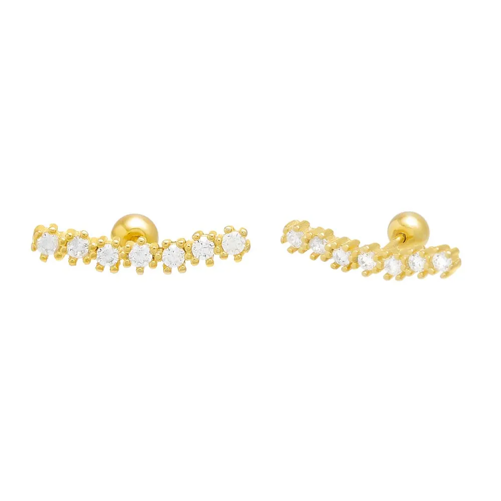 Pavé Curved Bar Threaded Ball Stud Earring sold by Adina Eden's