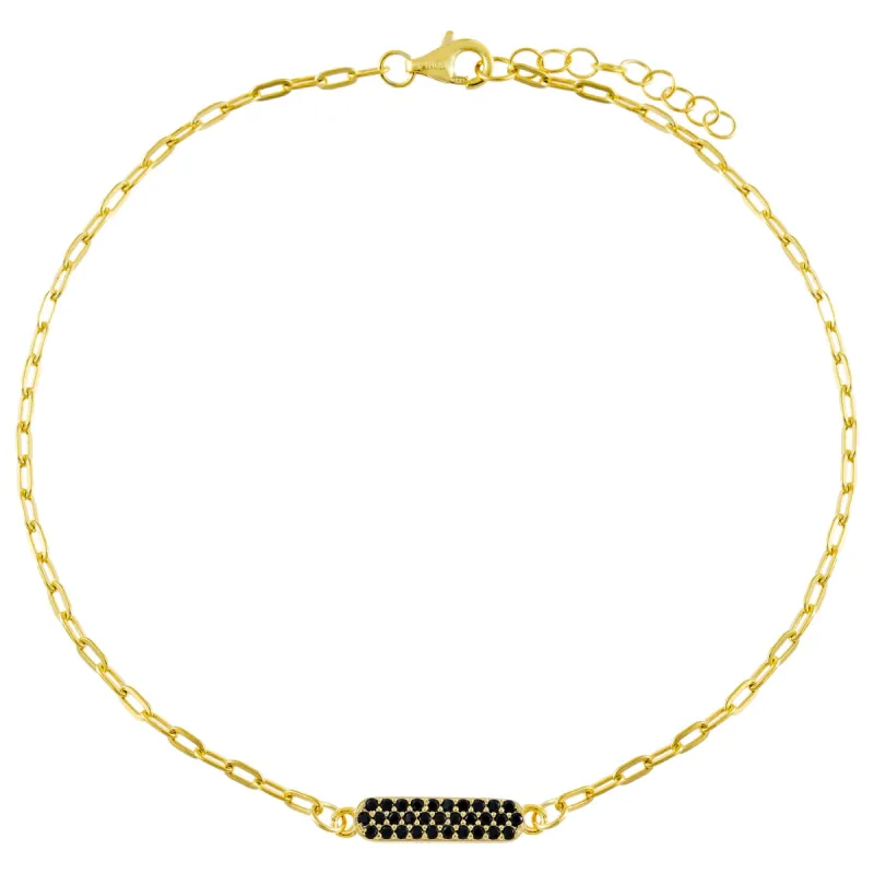 Pavé Onyx Bar Link Anklet sold by Adina Eden's