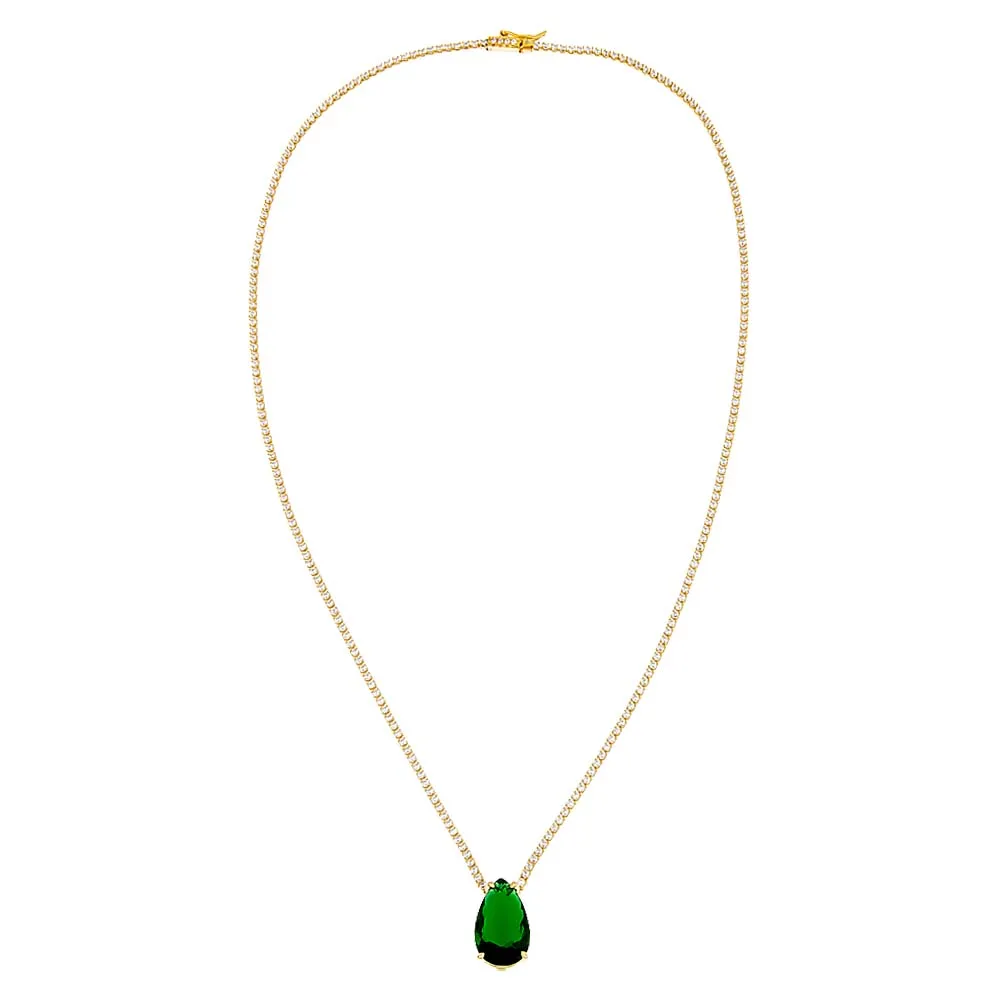 Large Emerald Green Teardrop Tennis Necklace sold by Adina Eden's product image thumbnail 3