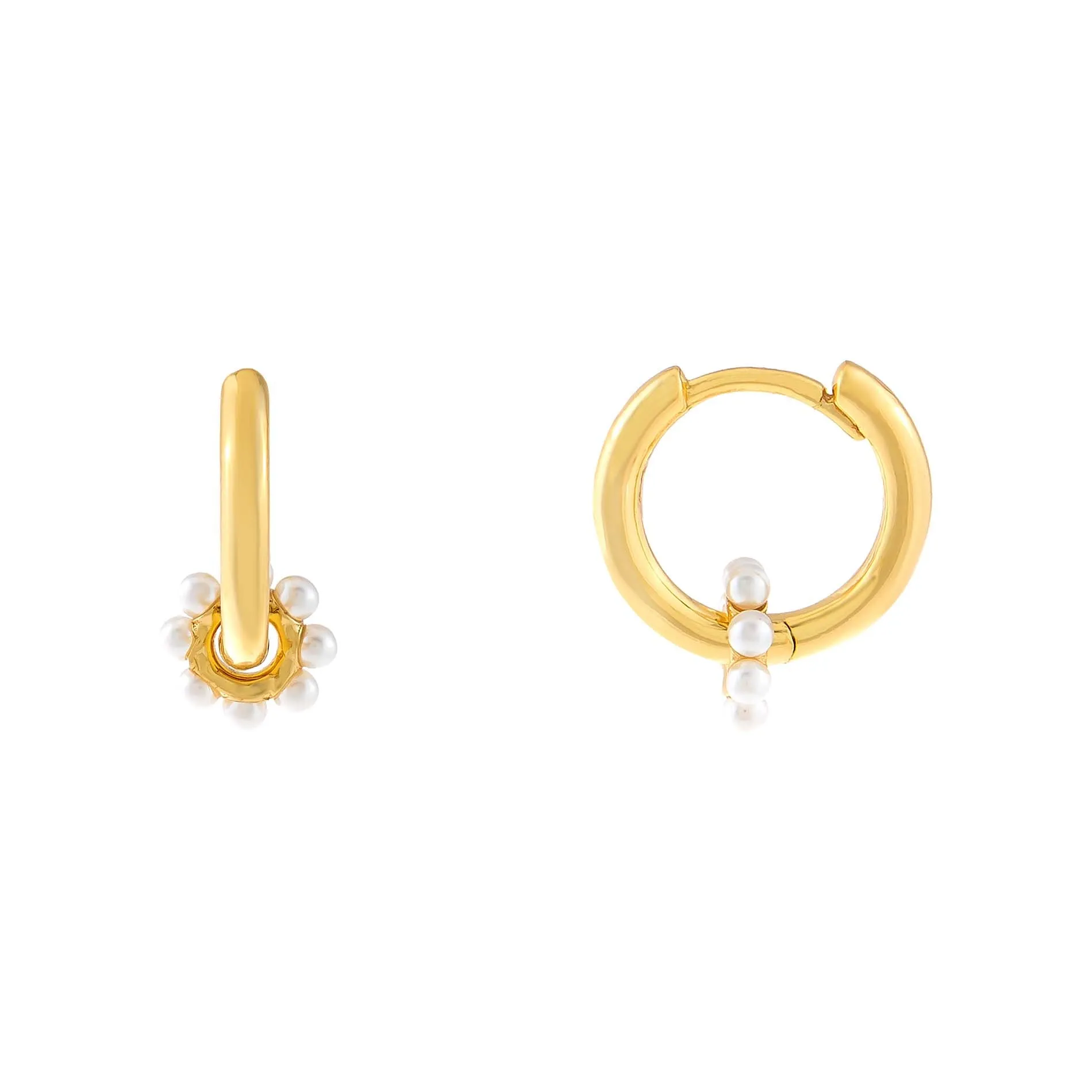 Pearl Flower Huggie Earring sold by Adina Eden's