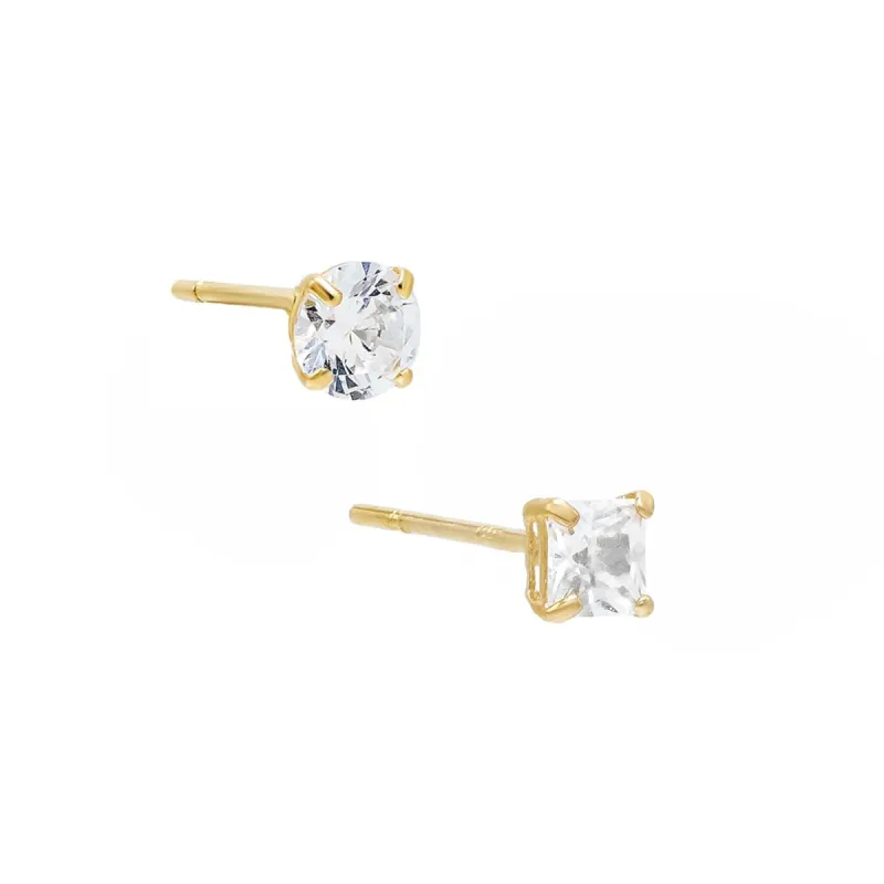 Princess X Solitaire Stud Combo Set 14K sold by Adina Eden's