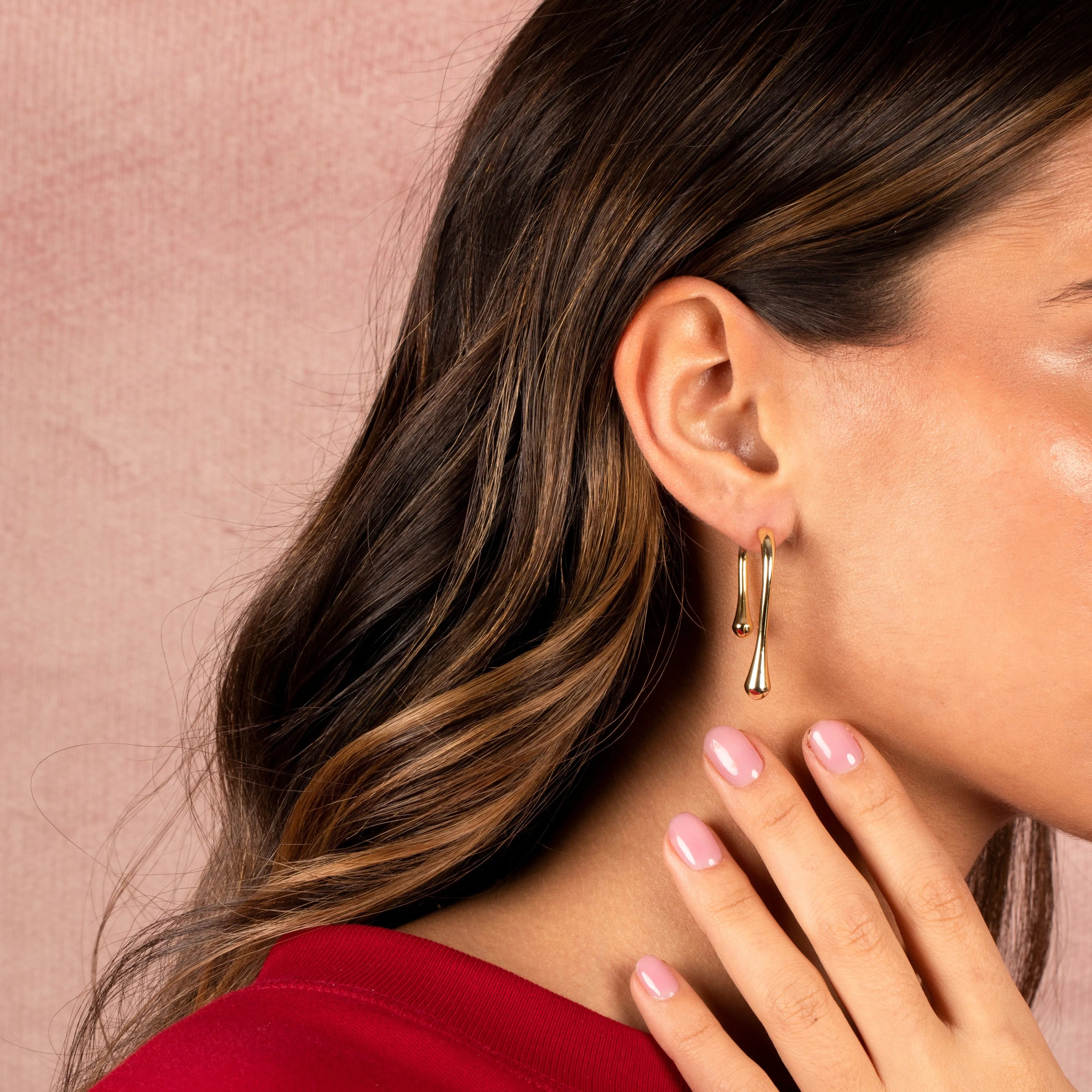 Solid Drooped Front Back Stud Earring sold by Adina Eden's product image thumbnail 2