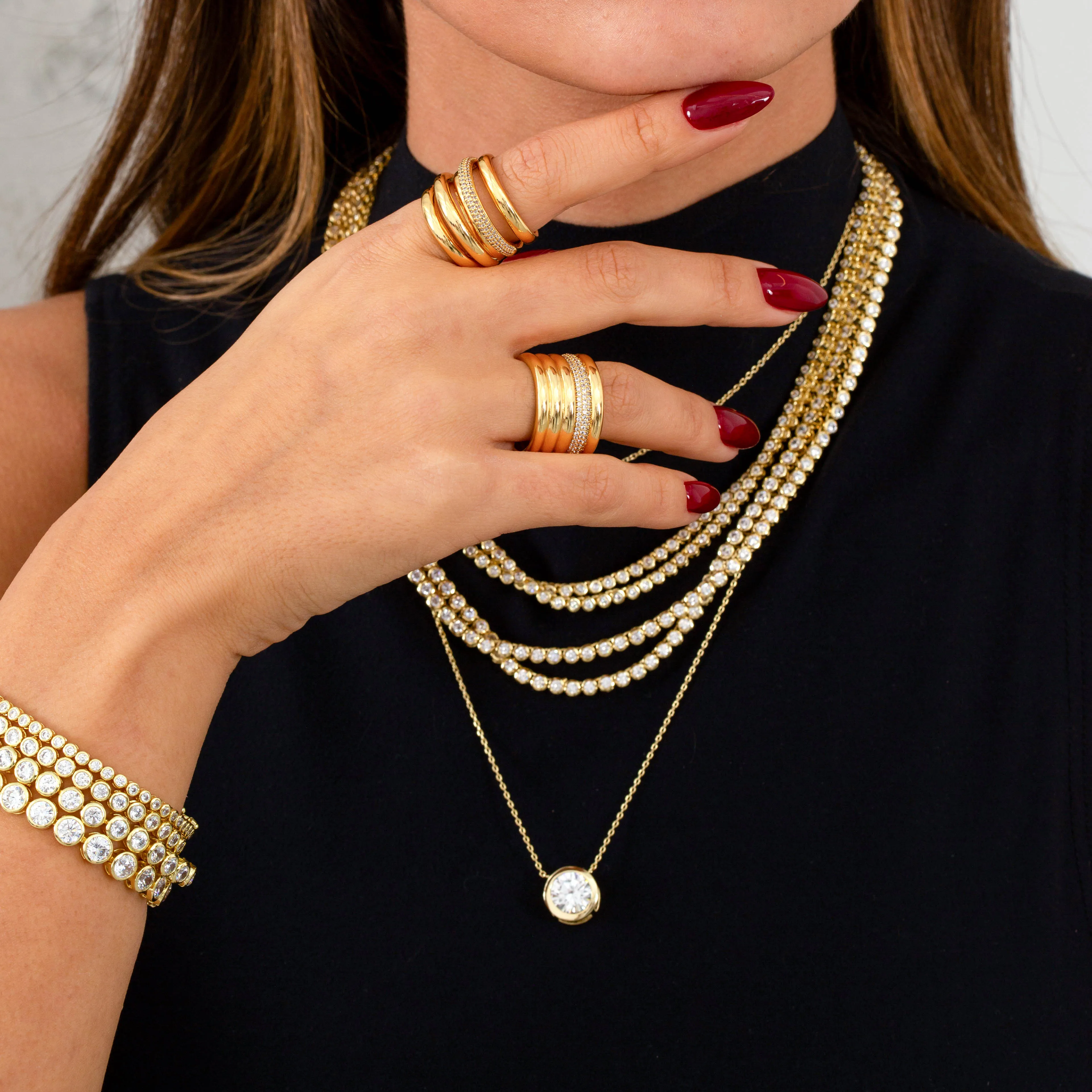 Solid/Pave Multi Row Ring sold by Adina Eden's product image thumbnail 3