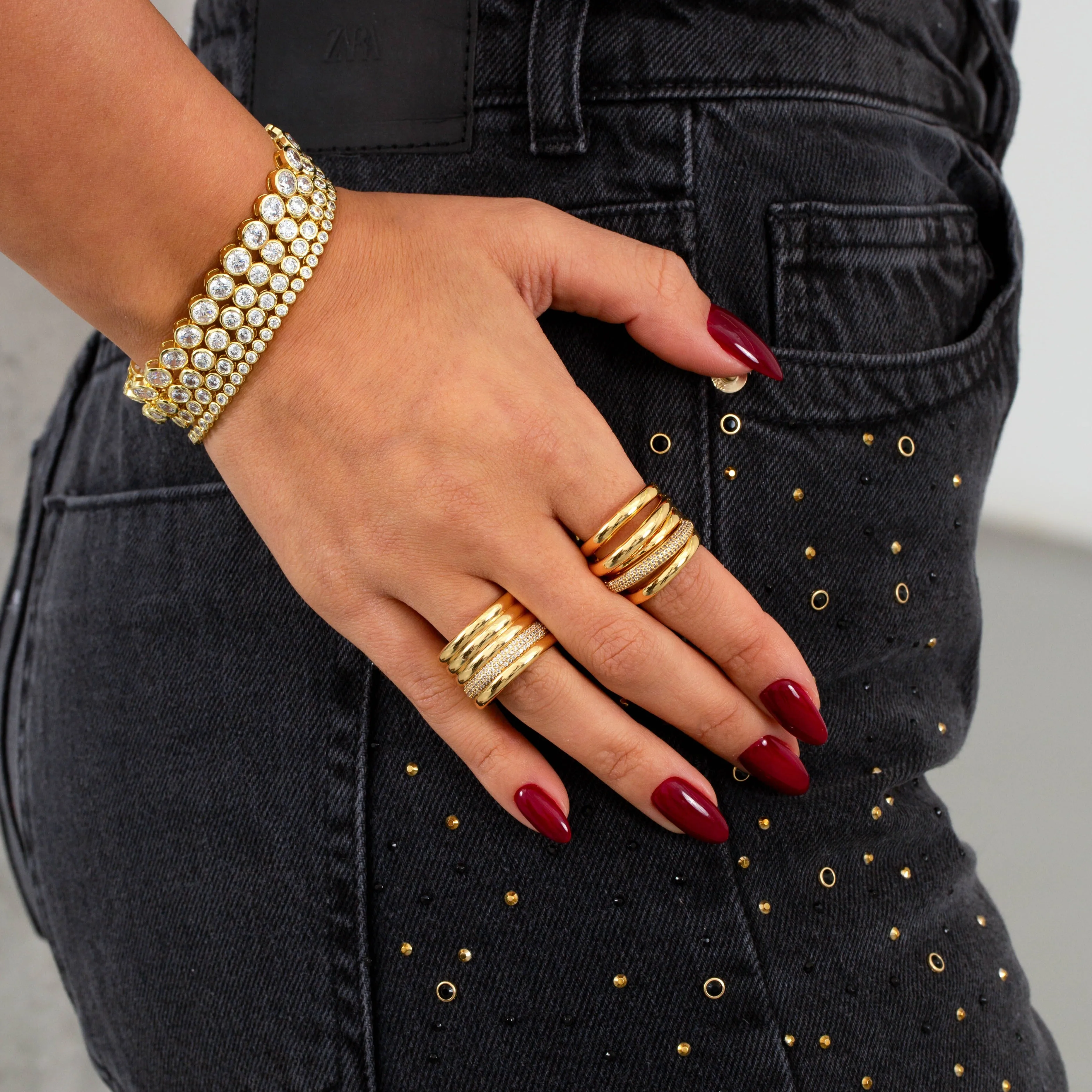 Solid/Pave Multi Row Ring sold by Adina Eden's product image thumbnail 2