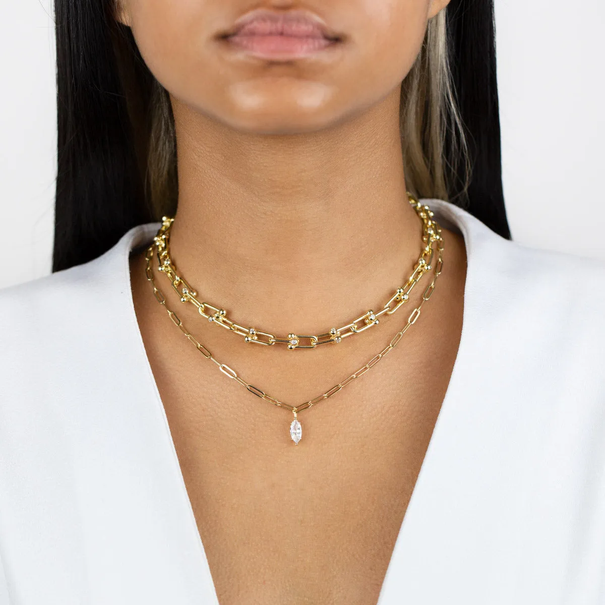 CZ U Chain Link Necklace sold by Adina Eden's product image thumbnail 2