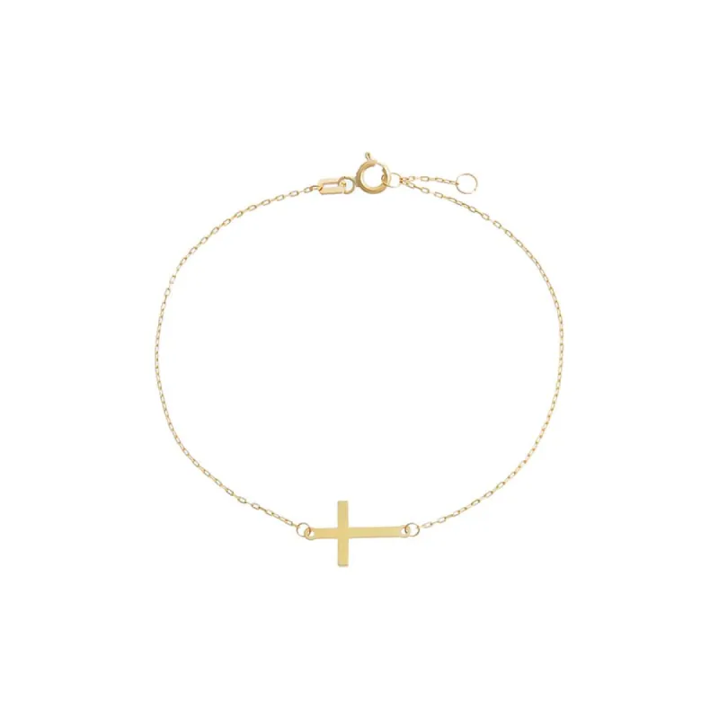 Solid Mini Cross Bracelet 14K sold by Adina Eden's