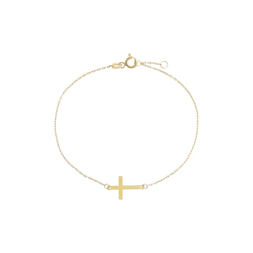 Solid Mini Cross Bracelet 14K sold by Adina Eden's