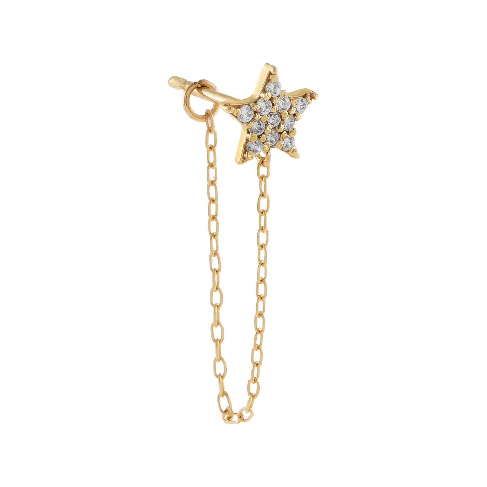 CZ Star Chain Stud Earring 14K sold by Adina Eden's