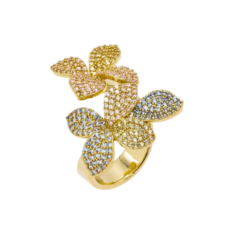 Pastel Pave Fancy Flower Ring sold by Adina Eden's