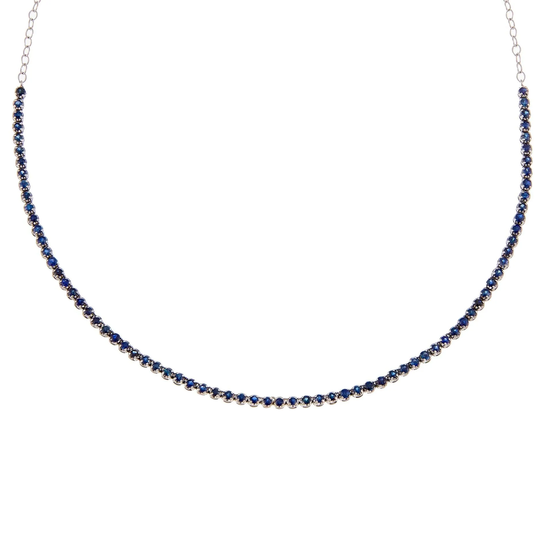 Diamond Sapphire Tennis Necklace 14K sold by Adina Eden's
