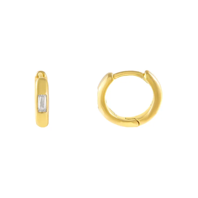 CZ Baguette Huggie Earring sold by Adina Eden's