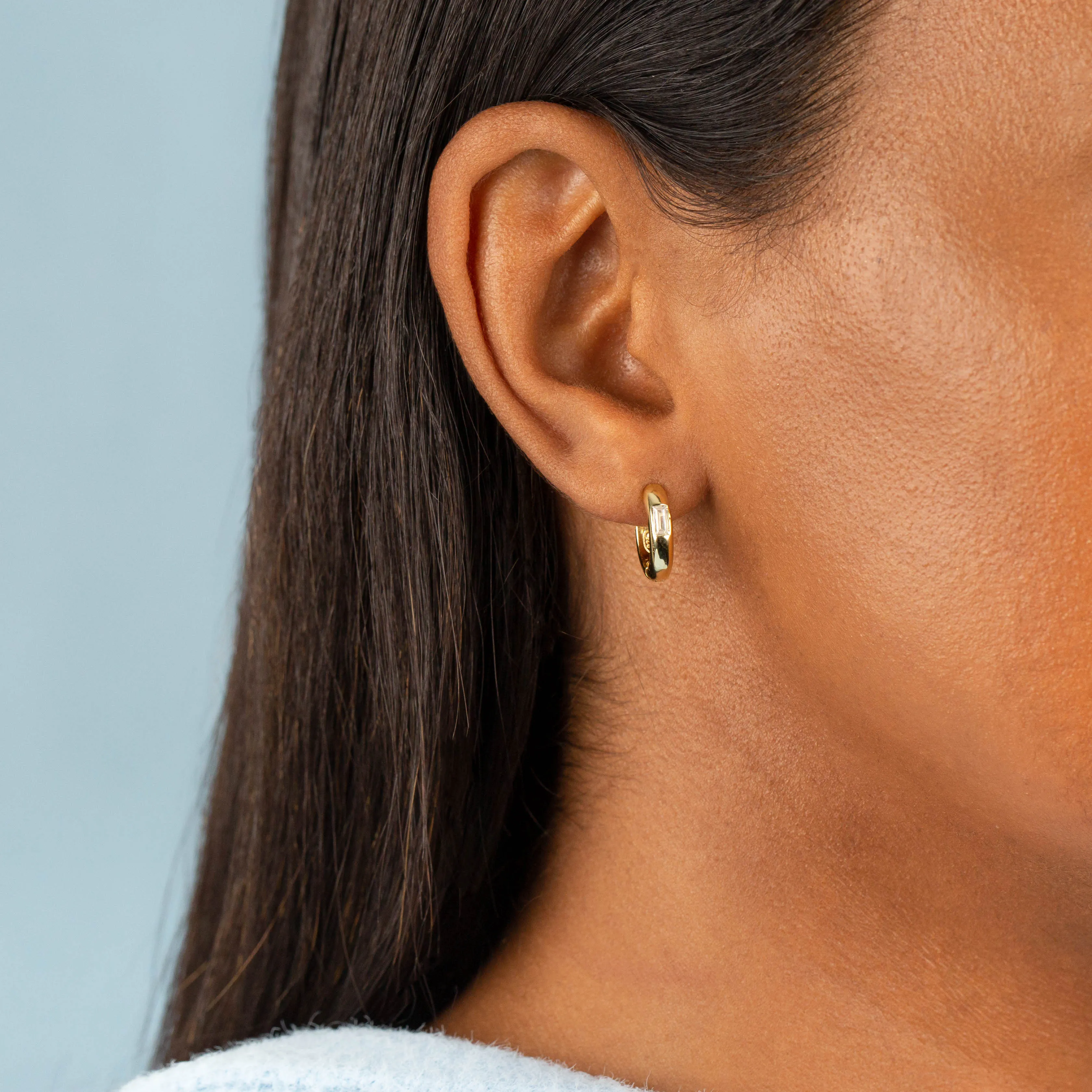 CZ Baguette Huggie Earring sold by Adina Eden's product image thumbnail 2