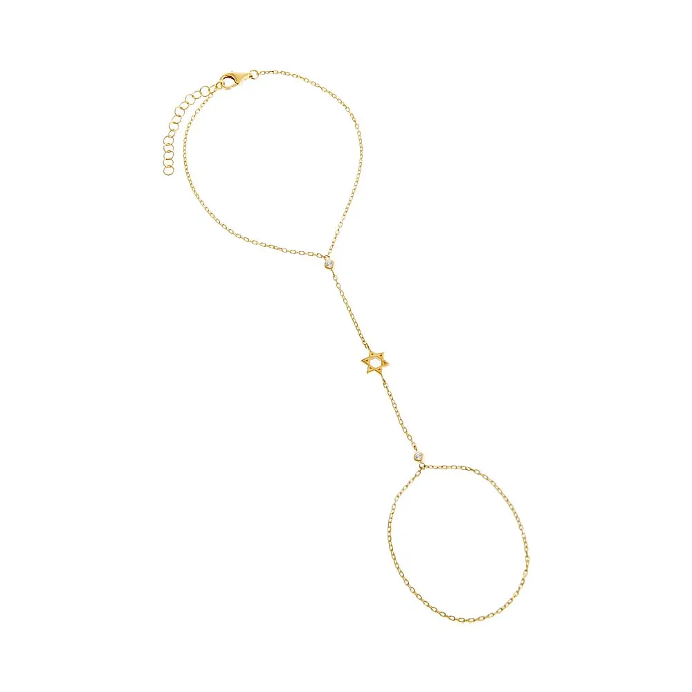 Pave Accented X Bezel Star Of David Hand Chain sold by Adina Eden's