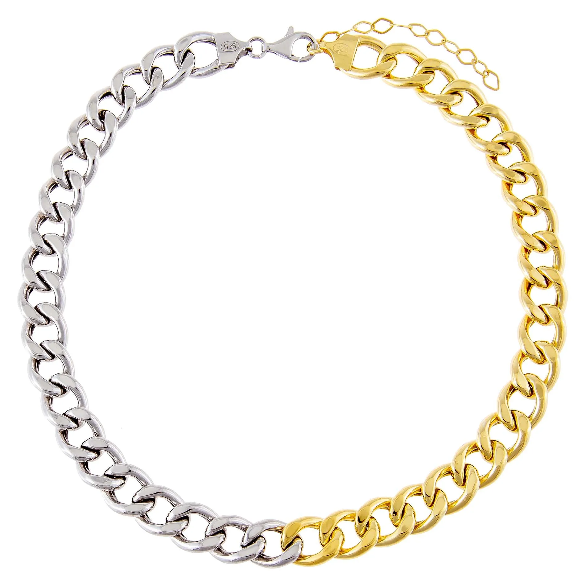 Two Tone Miami Curb Large Links Choker sold by Adina Eden's product image thumbnail 3