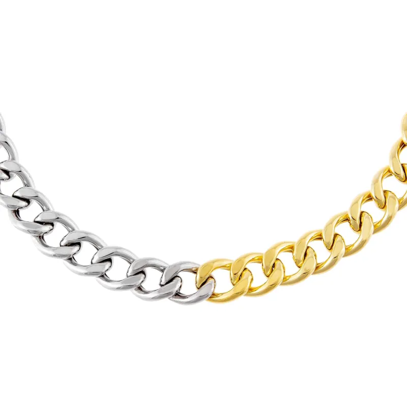 Two Tone Miami Curb Large Links Choker sold by Adina Eden's