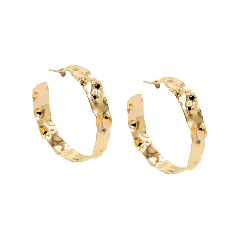 Large Vintage Dented Flat Open Hoop Earring sold by Adina Eden's
