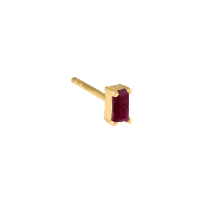 Tiny Colored Gemstone Baguette Stud Earring 14K sold by Adina Eden's