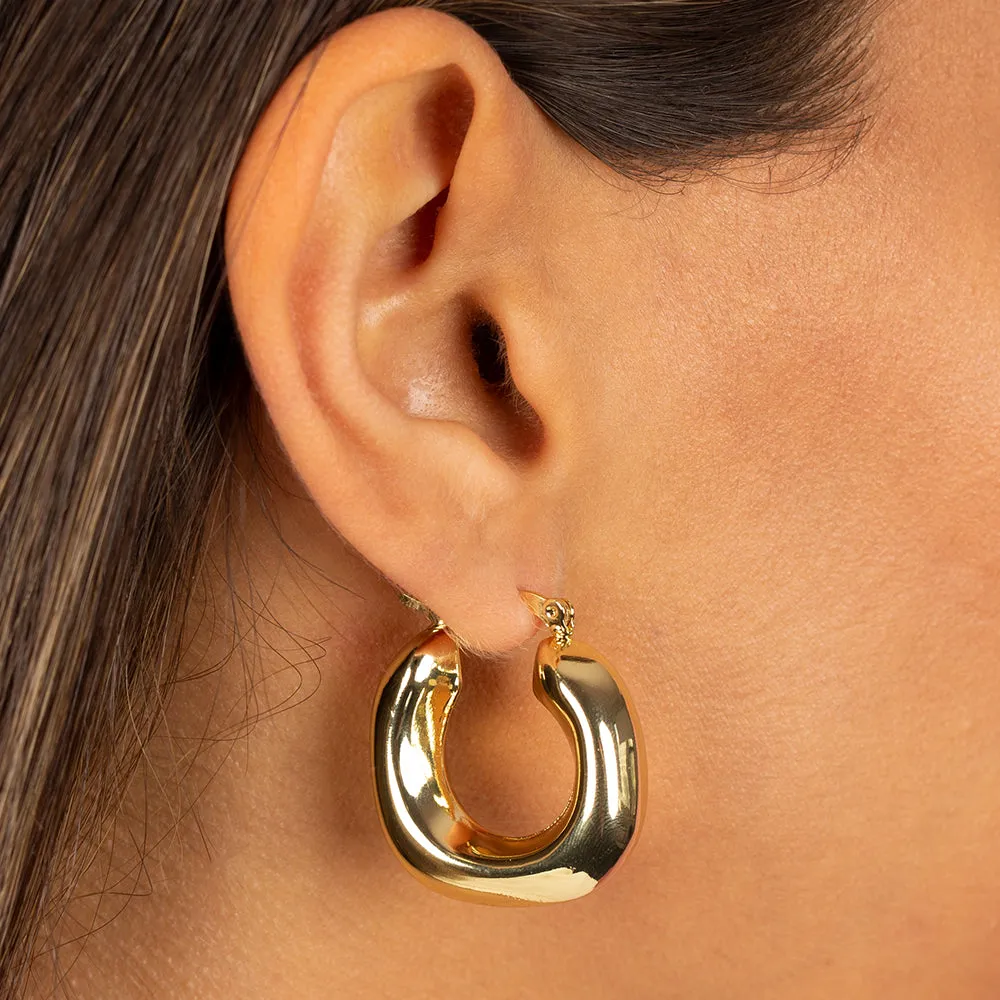 Solid Wide Chunky Square Hoop Earring sold by Adina Eden's product image thumbnail 2