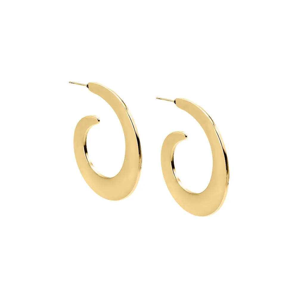 Solid Wide Swirl Open Hoop Stud Earring sold by Adina Eden's