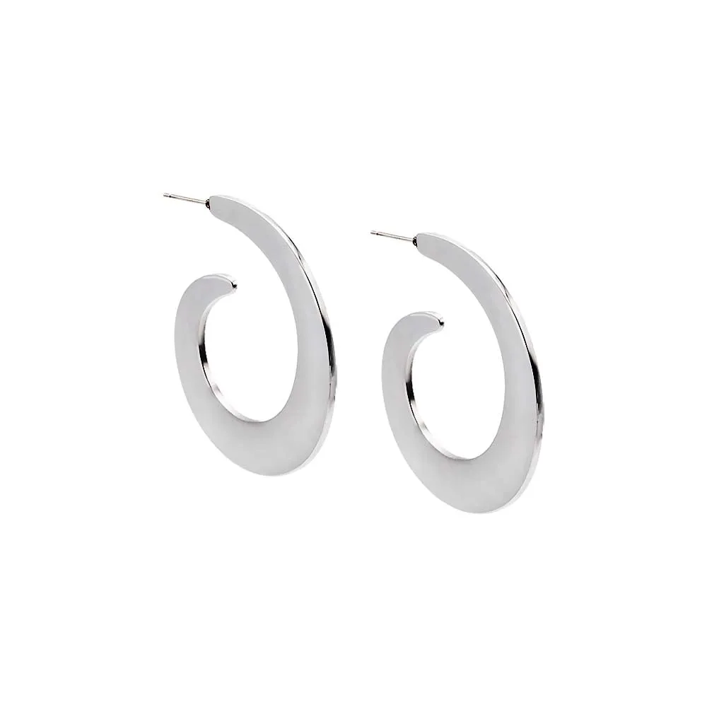 Solid Wide Swirl Open Hoop Stud Earring sold by Adina Eden's product image thumbnail 3
