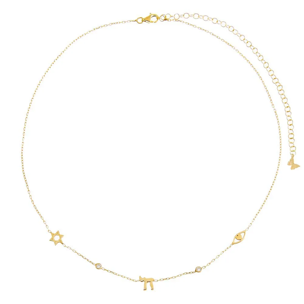 Jewish CZ Bezel Charm Necklace sold by Adina Eden's product image thumbnail 3