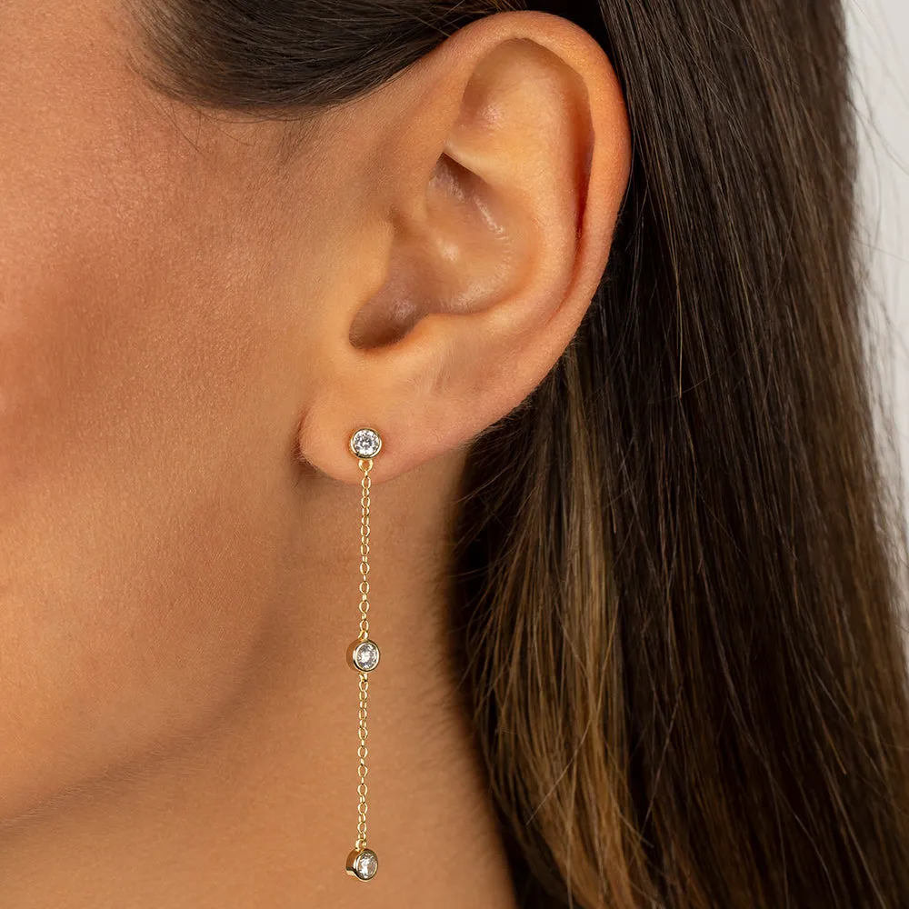 Bezel Diamond By The Yard Drop Stud Earring sold by Adina Eden's product image thumbnail 2