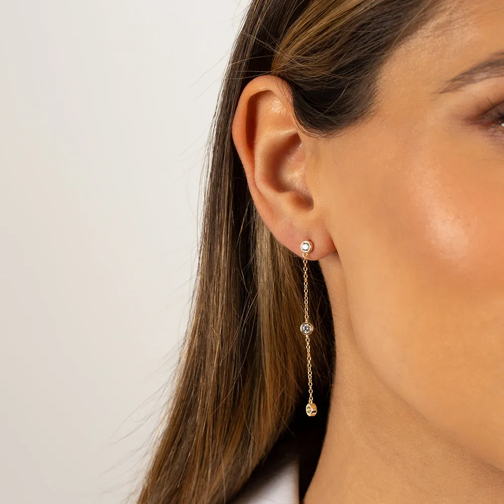 Bezel Diamond By The Yard Drop Stud Earring sold by Adina Eden's product image thumbnail 3