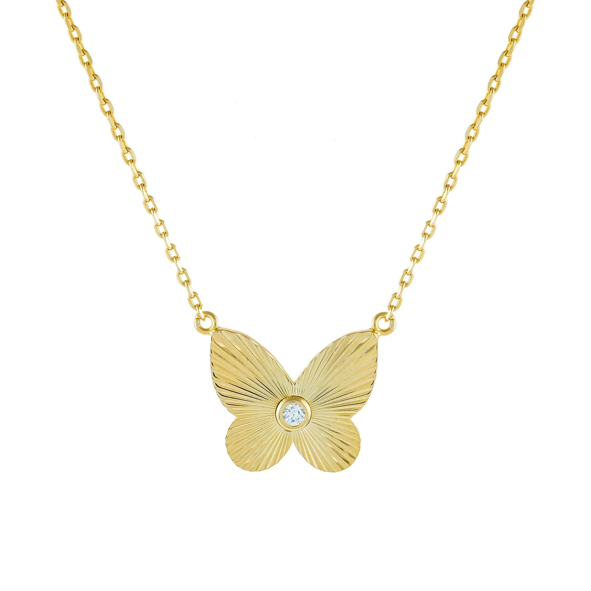 CZ Ridged Butterfly Necklace sold by Adina Eden's