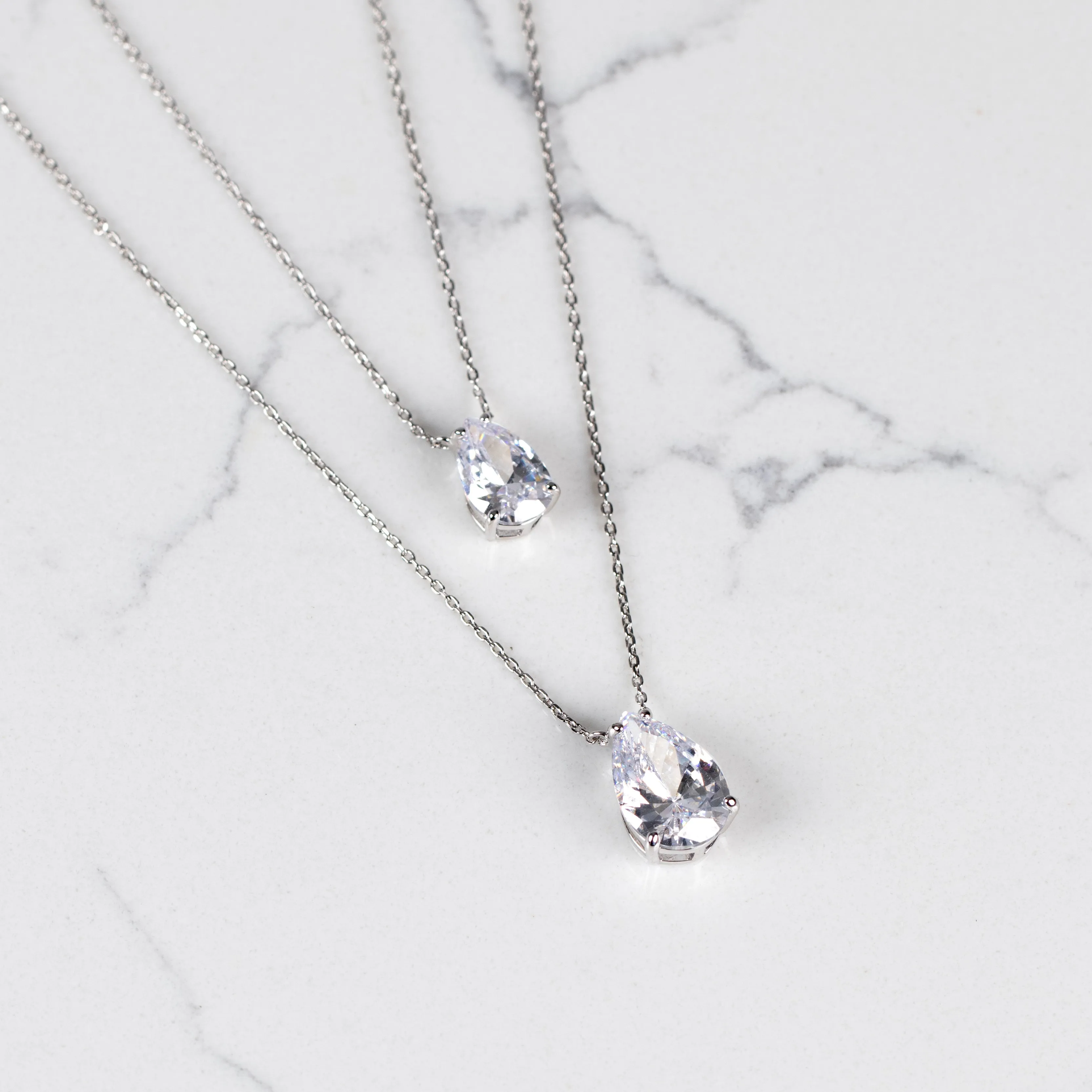 CZ Pear Shape Pendant Necklace sold by Adina Eden's product image thumbnail 4