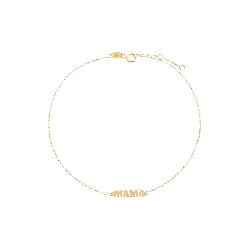 Solid Mama Nameplate Anklet 14K sold by Adina Eden's