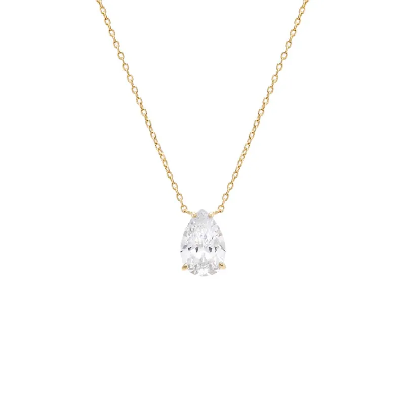 CZ Pear Shape Pendant Necklace sold by Adina Eden's