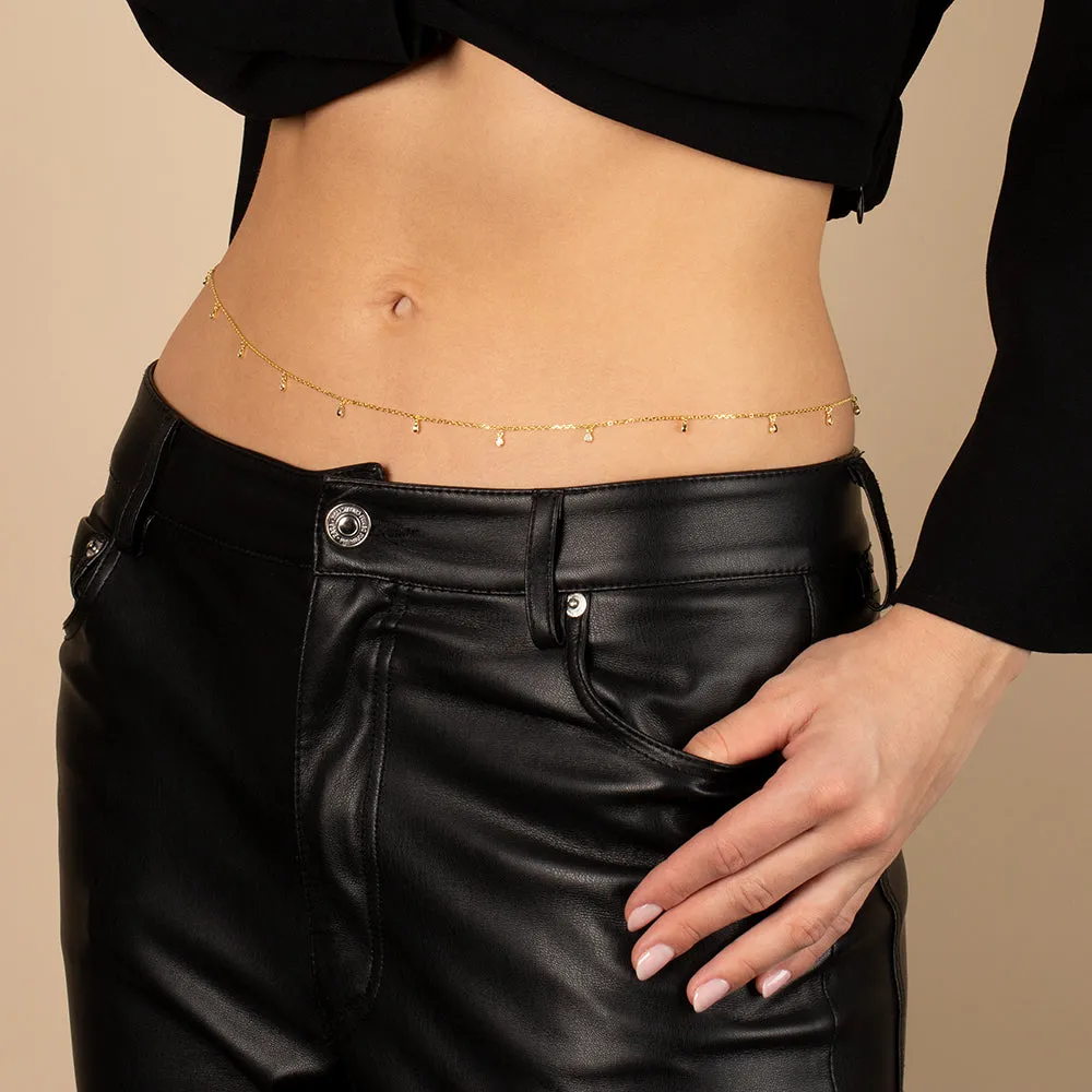 CZ Teardrop Bezel Shaker Belly Chain sold by Adina Eden's product image thumbnail 2