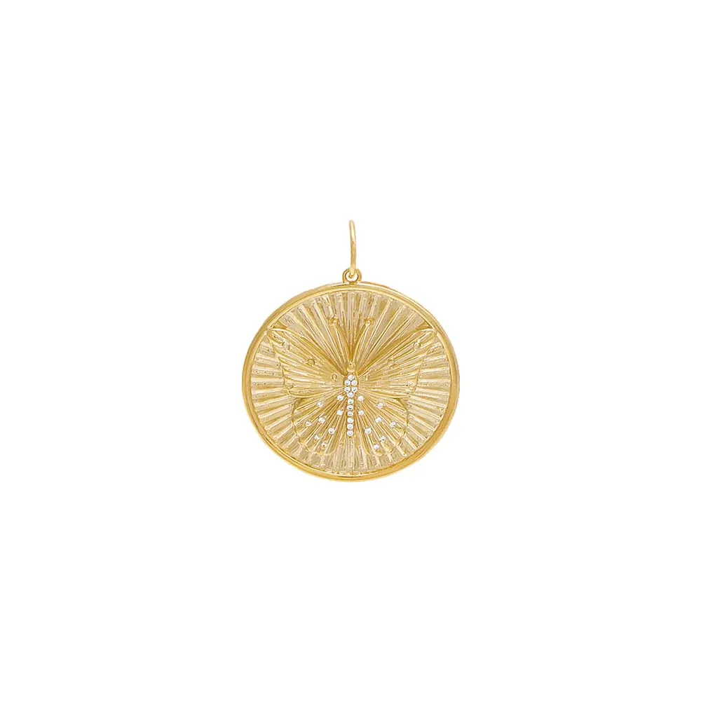 Diamond Ridged Butterfly Coin Charm 14K sold by Adina Eden's