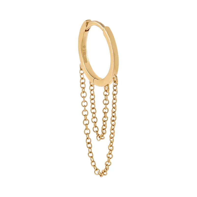 Solid Cartilage Chain Huggie Earring 14K sold by Adina Eden's
