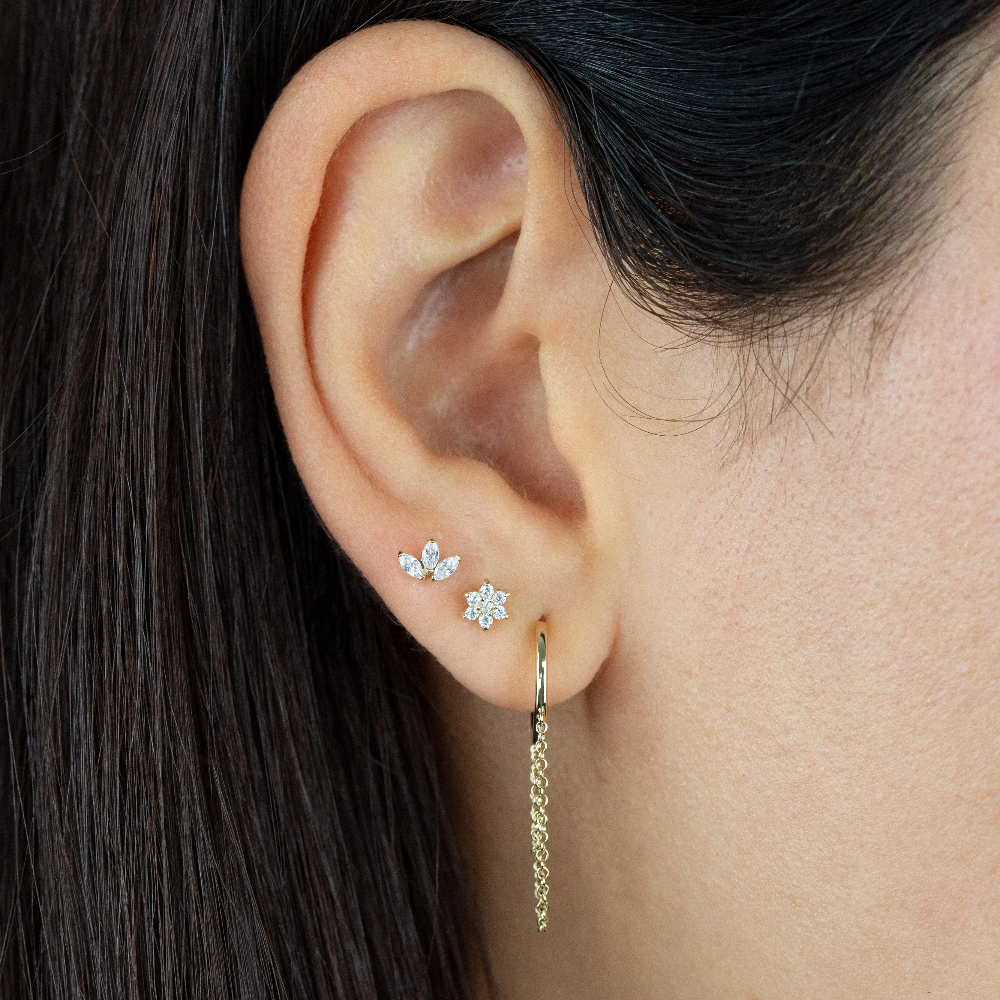 Solid Cartilage Chain Huggie Earring 14K sold by Adina Eden's product image thumbnail 2