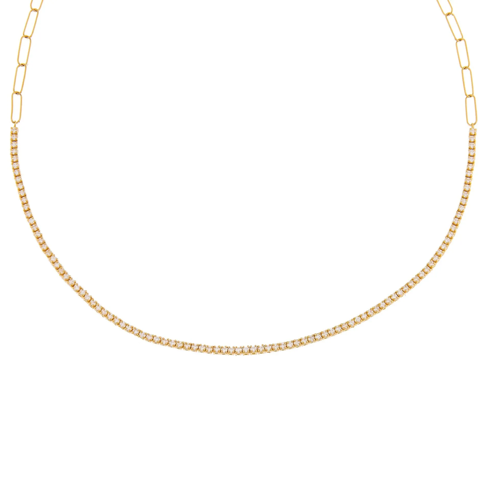 Diamond Tennis X Link Necklace 14K sold by Adina Eden's