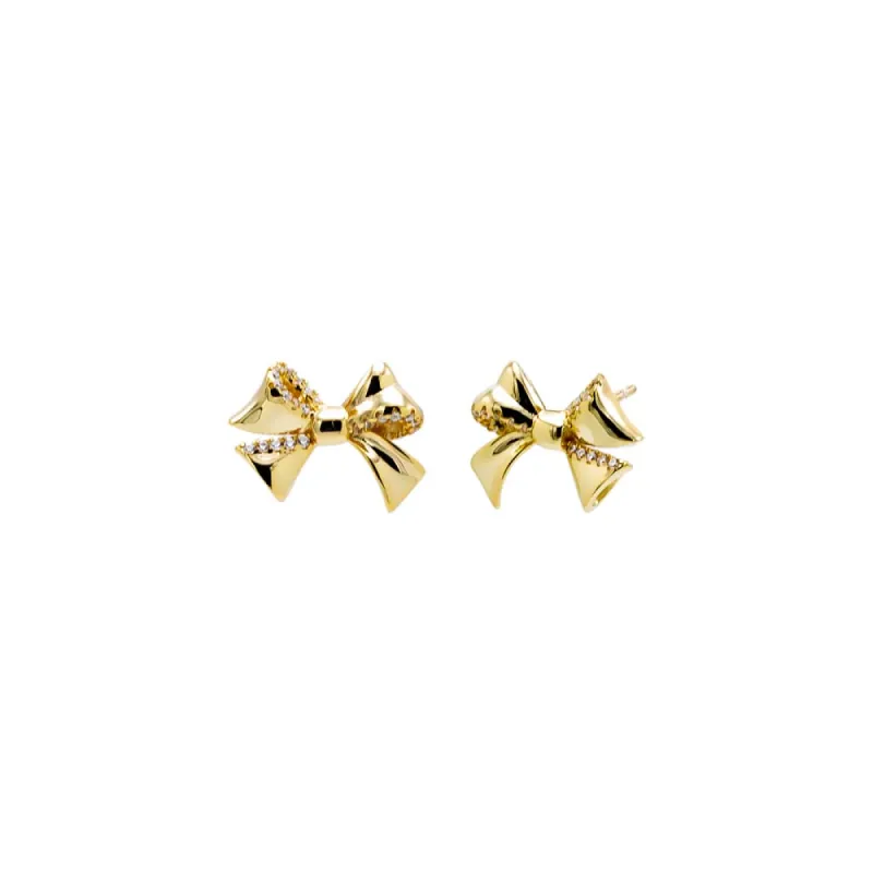 Pave Outlined Bow Tie Stud Earring sold by Adina Eden's