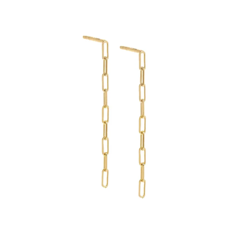 Dainty Paperclip Drop Down Stud Earring 14K sold by Adina Eden's