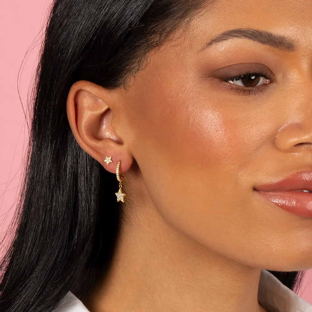 Pavé Dangling Star Huggie Earring sold by Adina Eden's product image thumbnail 2